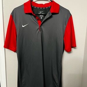 Nike Dri-FIT Men's Polo Shirt - Gray and Red